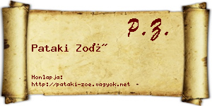 Pataki Zoé névjegykártya